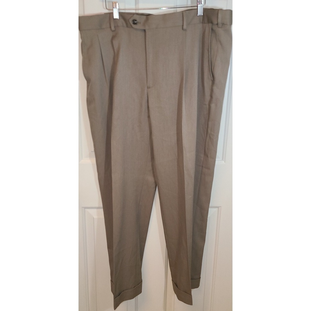 NWT Savane Mens Pants‎ 40x29 Desert Sand Travel Intelligence Pleats Flex Waist